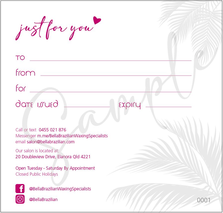 BB_GiftVoucherProduct_SampleBack Bella Brazilian Gift Voucher