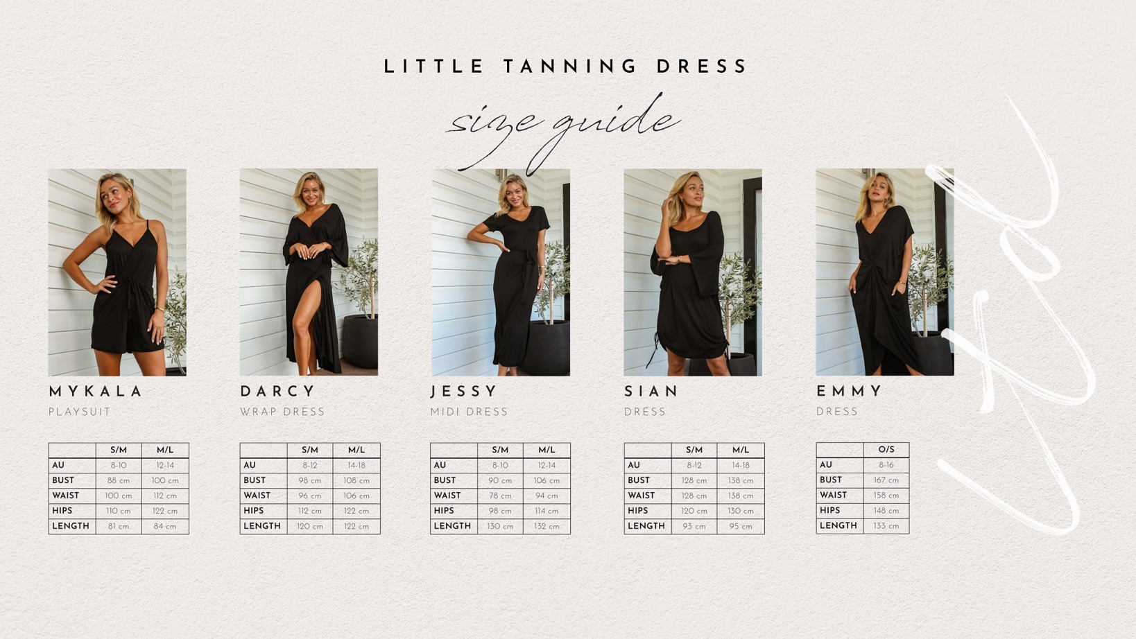 Little Tanning Dress LTD Size Guide